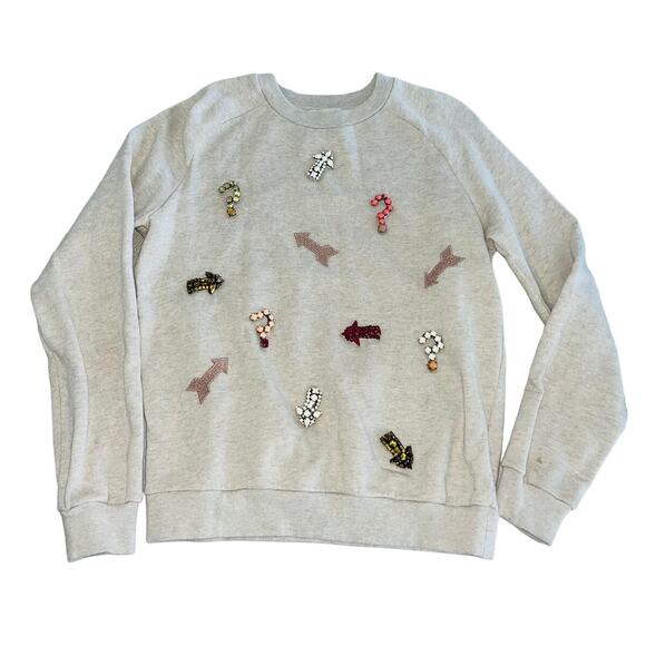 Stella McCartney Women's Embellished Arrow Sweatshirt Crew Neck Gray Size 42/6 - Picture 1 of 7